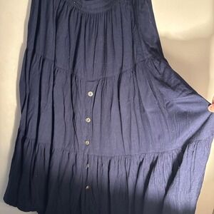 Vintage navy blue maxi skirt with buttons
